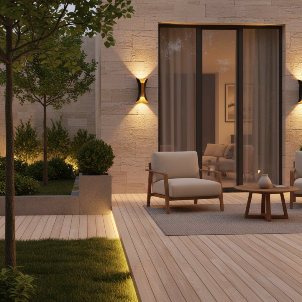 Modern Curved LED Wall Light | Waterproof Dual Beam Outdoor Lighting