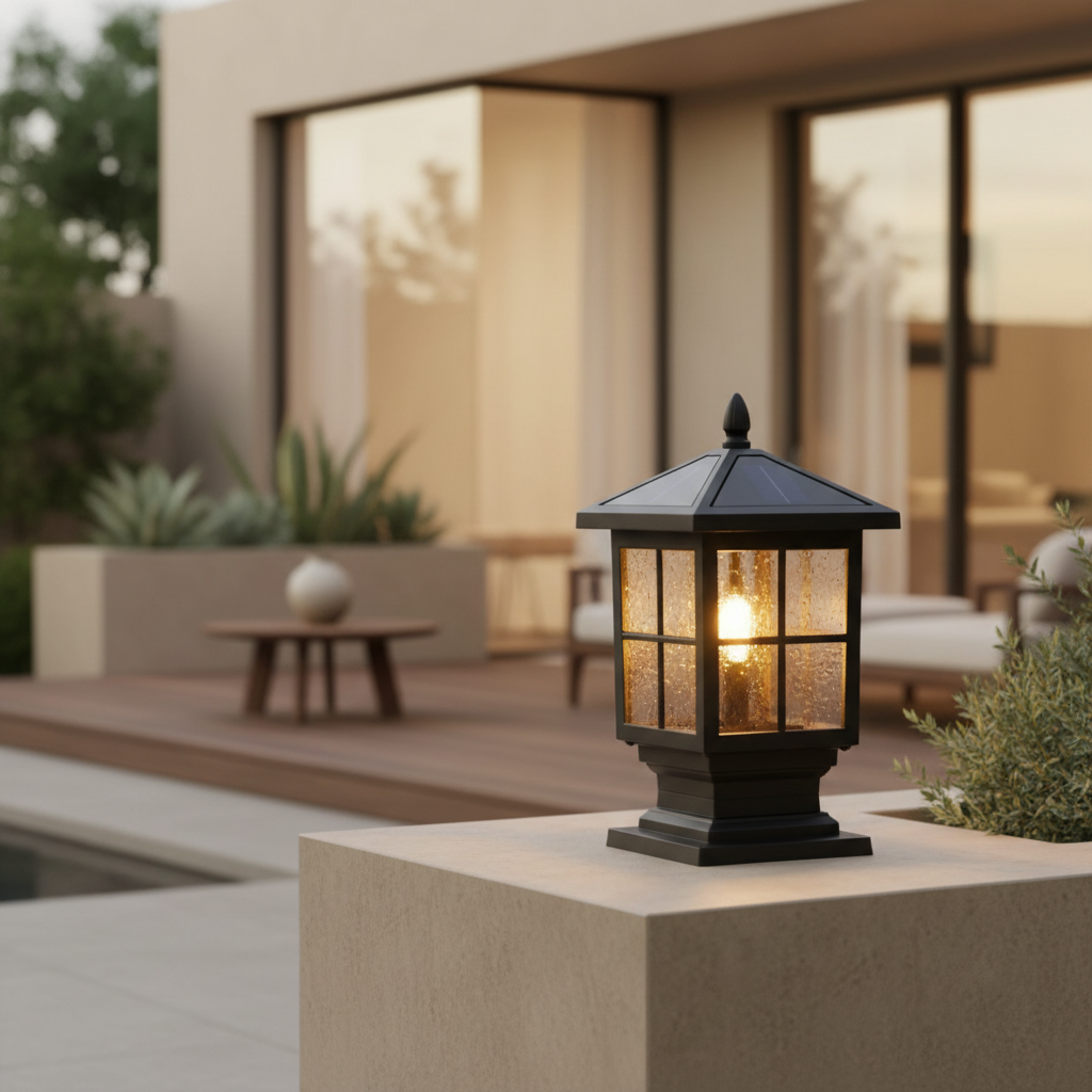 Stone Solar Light Pillar | Waterproof Outdoor Garden Landscape Lamp