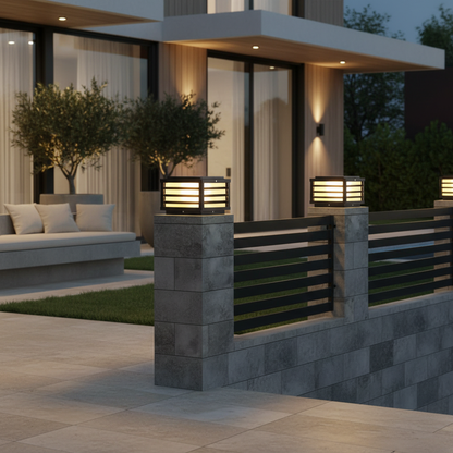 Luminara | Stylish Modern Outdoor Pillar Light with LED Glass Shade