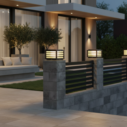 Luminara | Stylish Modern Outdoor Pillar Light with LED Glass Shade