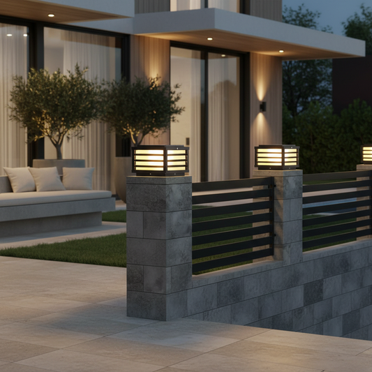 Luminara | Stylish Modern Outdoor Pillar Light with LED Glass Shade