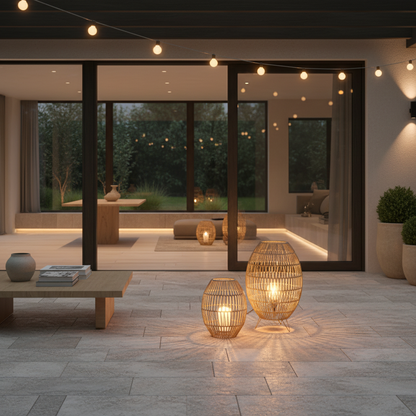 Elegant Rattan | Outdoor Lamp with Waterproof Design | Cozy Garden Lights for Patios and Balconies