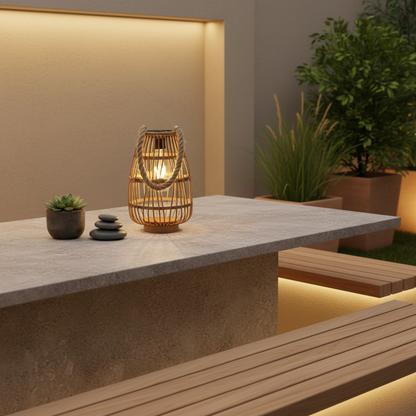RattanGlow | Charming Vintage Outdoor Solar Lantern for Ambiance