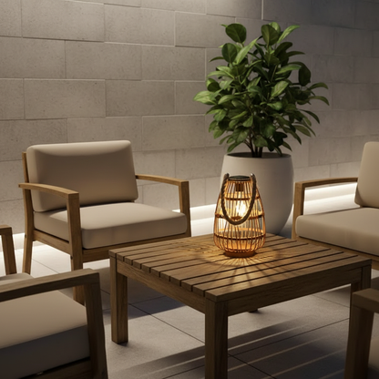 RattanGlow | Charming Vintage Outdoor Solar Lantern for Ambiance