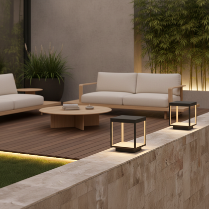 Modern Concrete Solar Pillar Light | Outdoor Garden Landscape Lighting