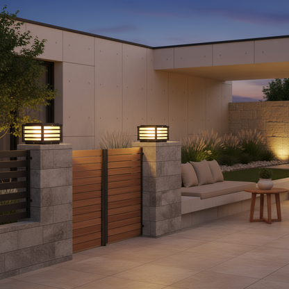 Luminara | Stylish Modern Outdoor Pillar Light with LED Glass Shade