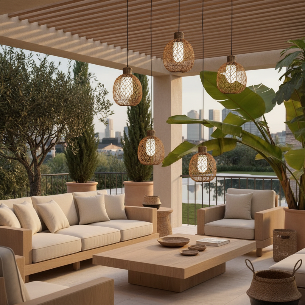 RattanGlow | Elegant Rustic Modern Outdoor Pendant Lantern Light