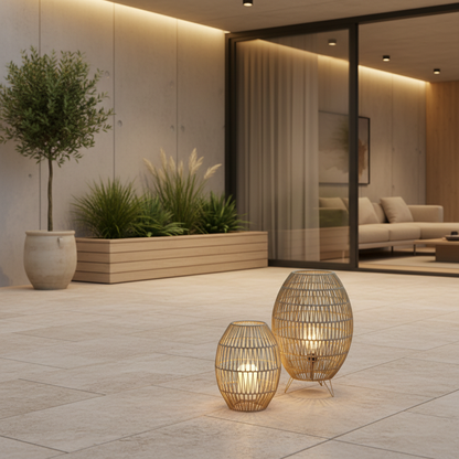 Elegant Rattan | Outdoor Lamp with Waterproof Design | Cozy Garden Lights for Patios and Balconies
