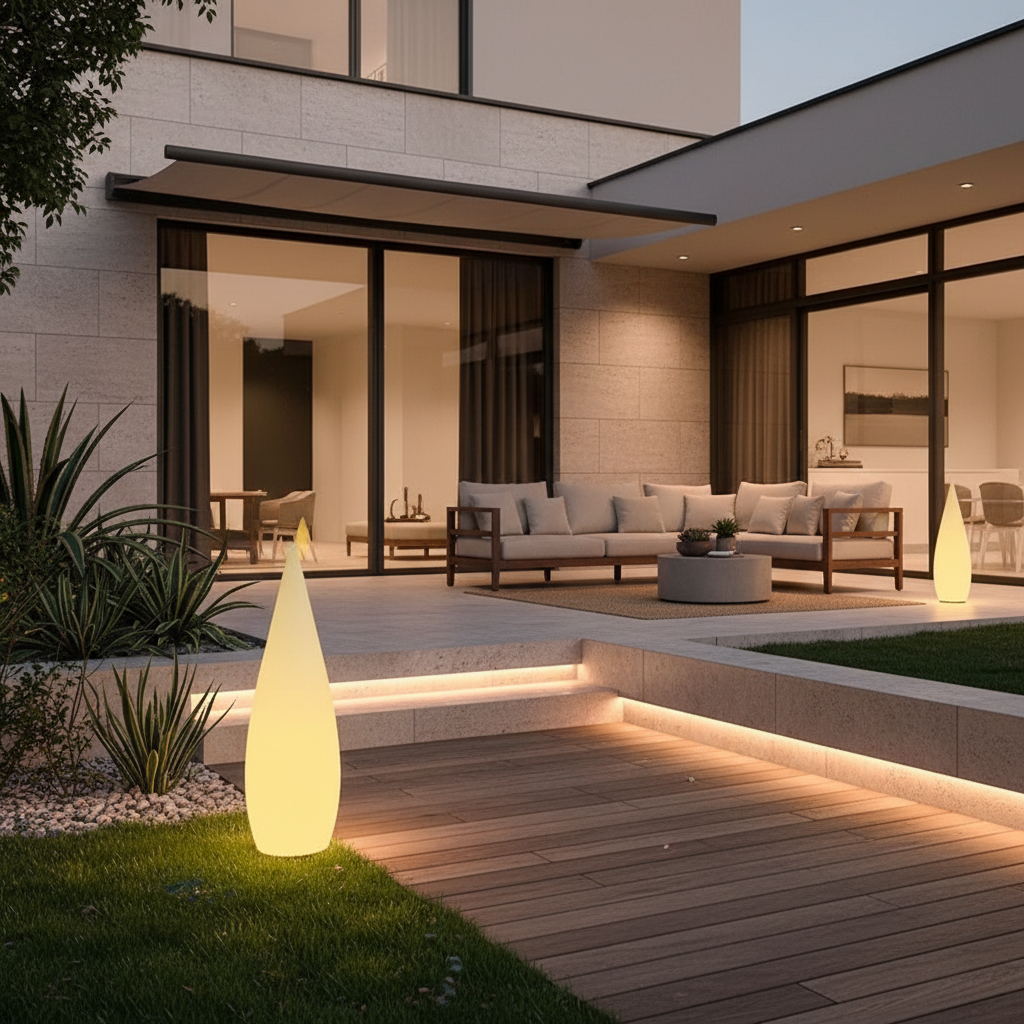 AquaGlow | Modern Elegant Solar Outdoor Garden Floor Lamp