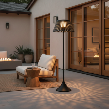 Luminara | Stylish Modern Solar Outdoor Floor Lamp with Dual Power Options