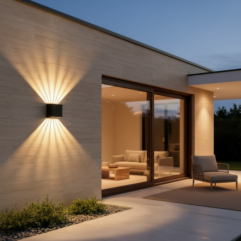 Luminara | Stylish Black Outdoor Wall Lantern With Up and Down Lights