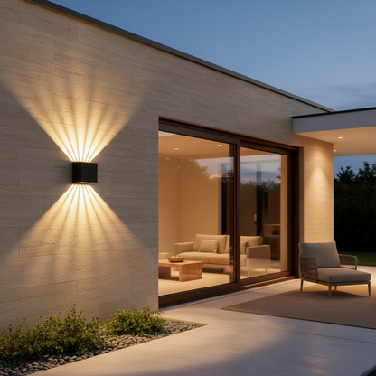 Luminara | Stylish Black Outdoor Wall Lantern With Up and Down Lights