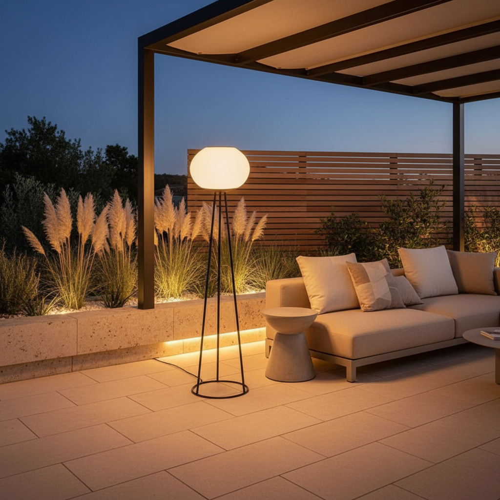 Solar LED Outdoor Floor Lamp | Waterproof Garden Light with Adjustable Glow