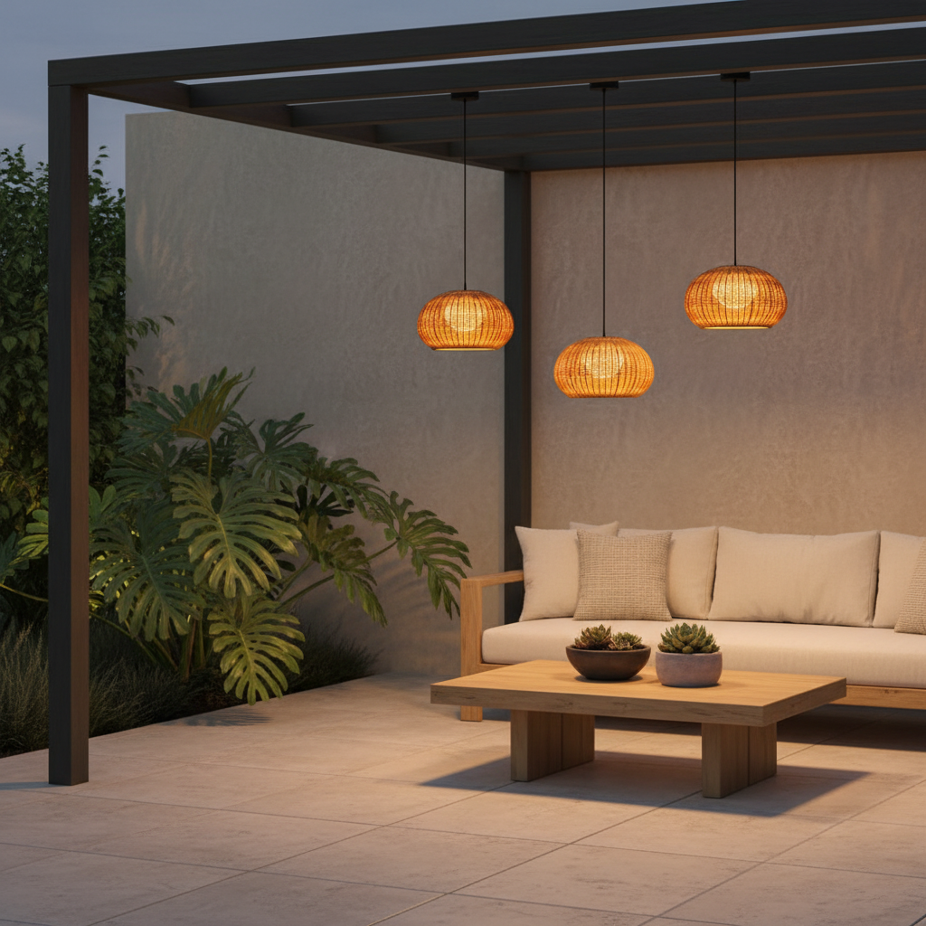 RattanGlow | Elegant Natural Woven Outdoor Wall Lights for Patios