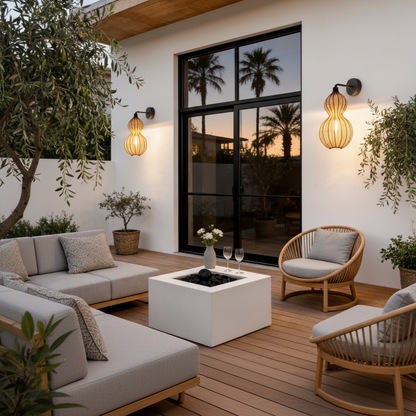 GourdLight | Stylish Natural Rattan Outdoor Hanging Pendant Light