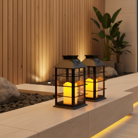 LumiGlow | Stylish Solar Portable LED Candlestick Lantern for Outdoors