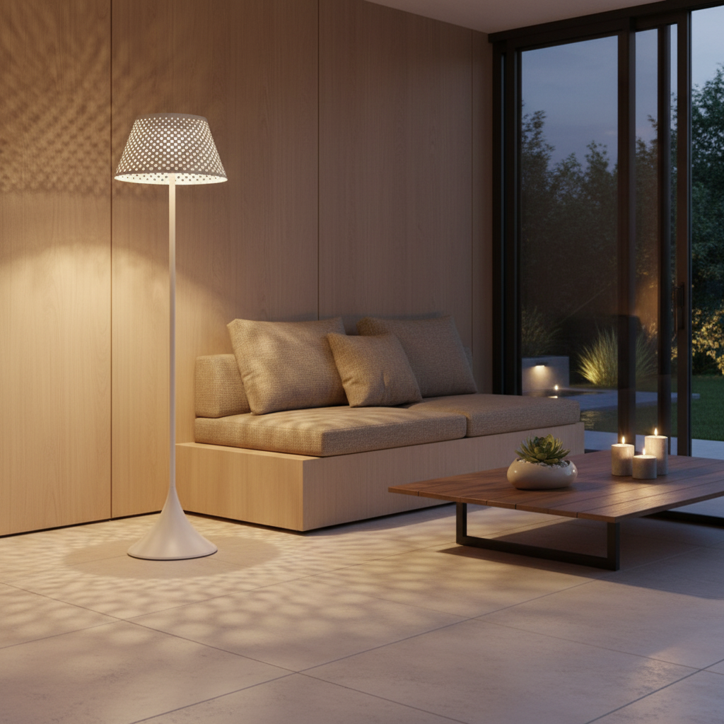 Luminara | Stylish Modern Solar Outdoor Floor Lamp with Dual Power Options