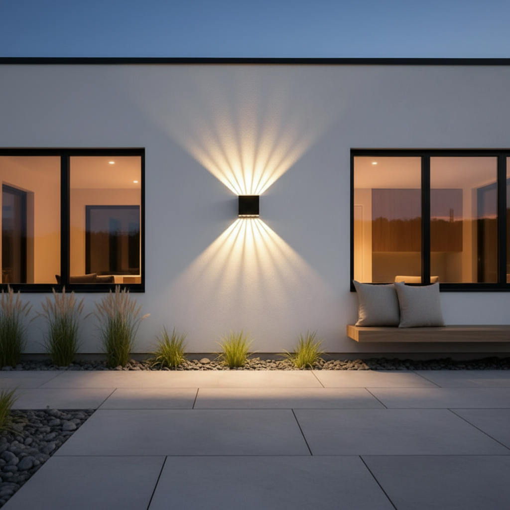 Luminara | Stylish Black Outdoor Wall Lantern With Up and Down Lights
