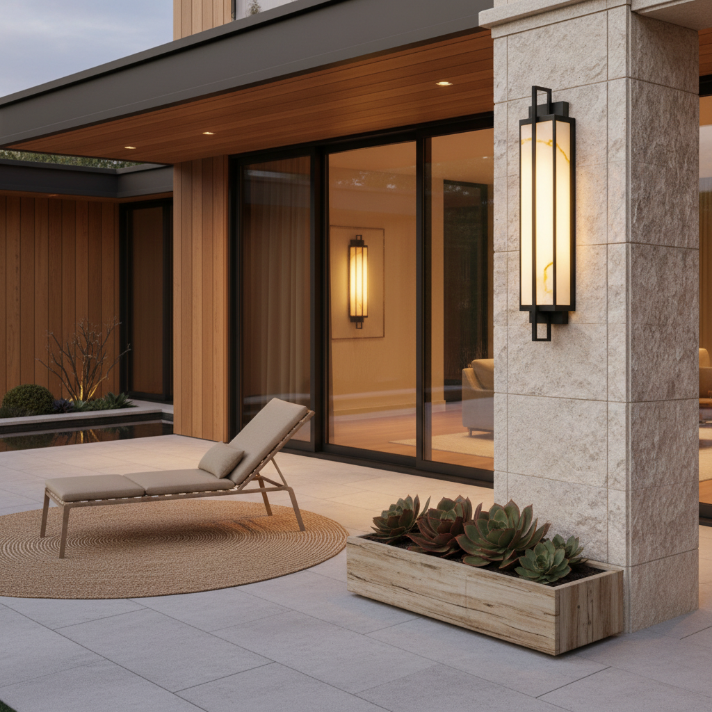 AlabasterGlow | Modern Black Outdoor Wall Lantern for Elegant Illumination
