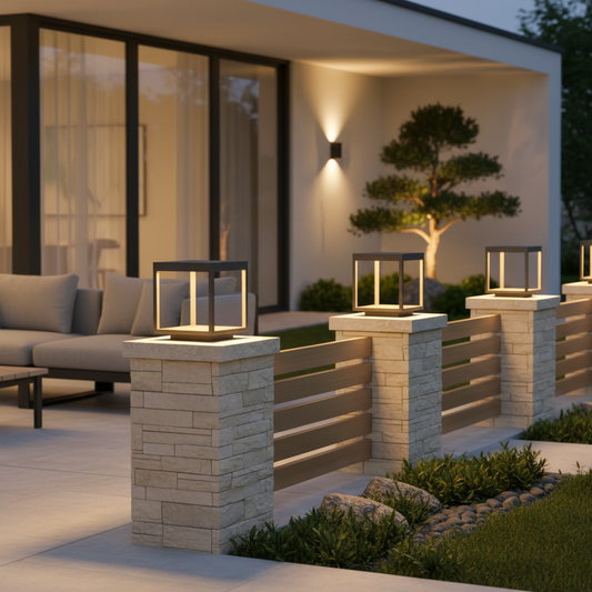 Modern Concrete Solar Pillar Light | Outdoor Garden Landscape Lighting