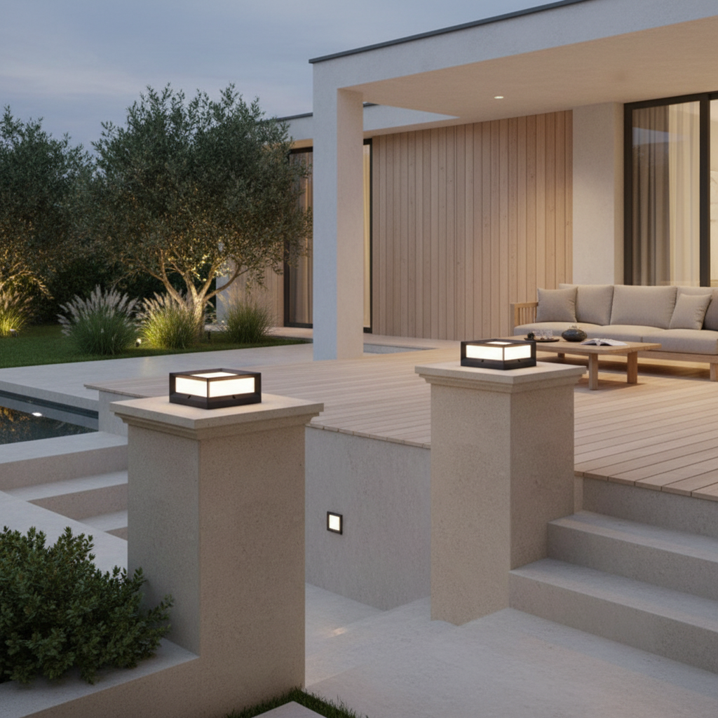 Luminara | Modern Elegant Solar Garden Pillar Light Fixture