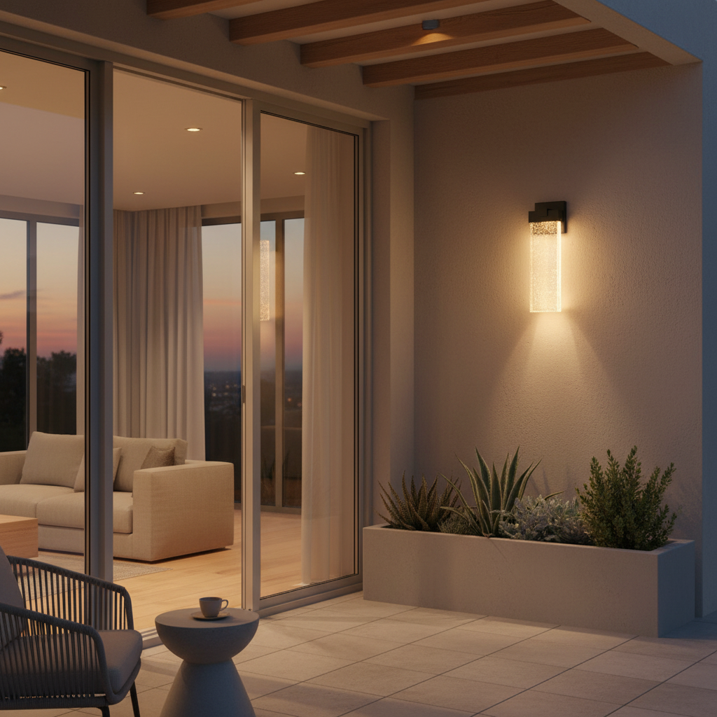 CrystalGlow | Elegant Textured Outdoor Wall Lantern Light Fixture