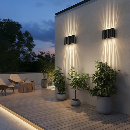 Wavy LED Outdoor Wall Light | Modern Up & Down Waterproof Exterior Lighting