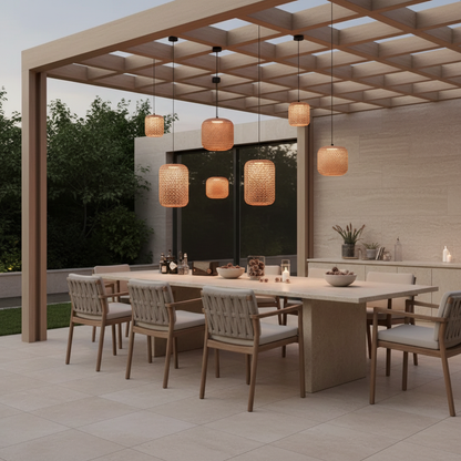RattanGlow | Stylish Waterproof Outdoor Pendant Light Fixture
