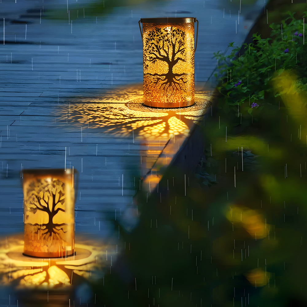 TreeGlow | Charming Vintage Solar Lantern with Tree of Life Design 0