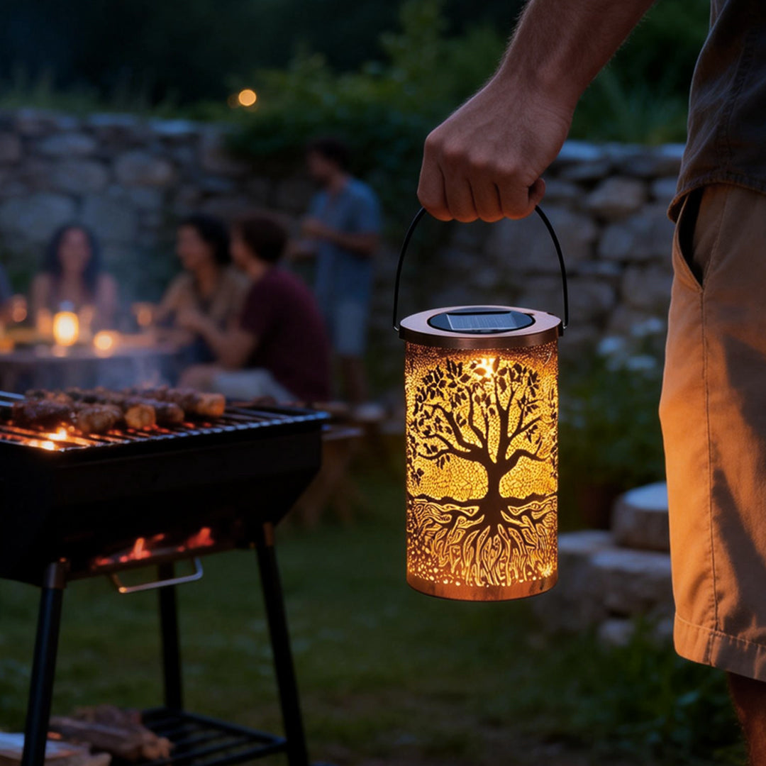 TreeGlow | Charming Vintage Solar Lantern with Tree of Life Design 2