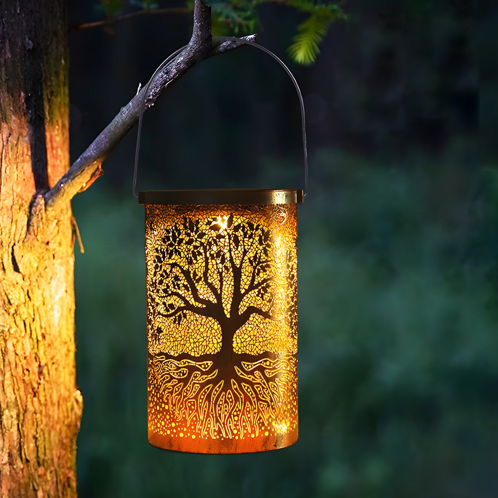TreeGlow | Charming Vintage Solar Lantern with Tree of Life Design 3
