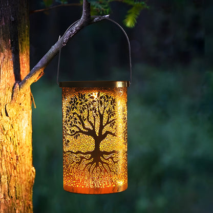 TreeGlow | Charming Vintage Solar Lantern with Tree of Life Design 3