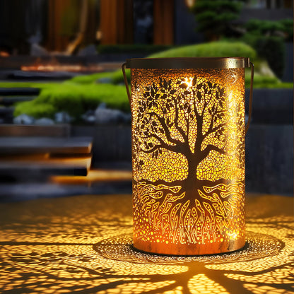 TreeGlow | Charming Vintage Solar Lantern with Tree of Life Design 4