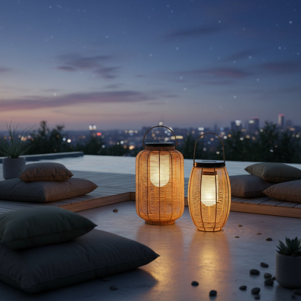 RattanLuxe | Elegant Rustic Solar Powered Outdoor Lantern Light