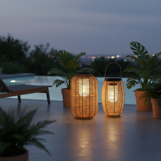RattanLuxe | Elegant Rustic Solar Powered Outdoor Lantern Light