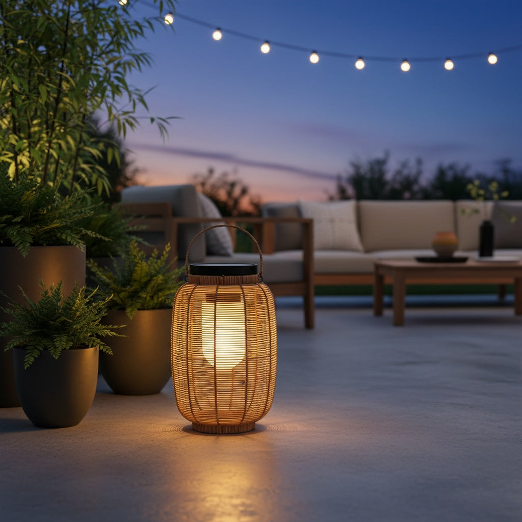 RattanLuxe | Elegant Rustic Solar Powered Outdoor Lantern Light