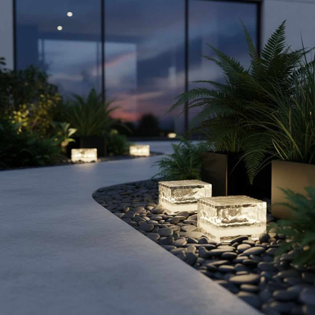 CrystalGlow | Stylish Elegant Solar Garden Outdoor Ice Cube Light