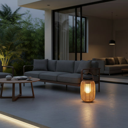 RattanLuxe | Elegant Rustic Solar Powered Outdoor Lantern Light