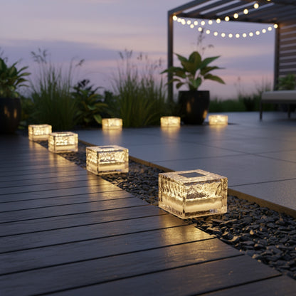 CrystalGlow | Stylish Elegant Solar Garden Outdoor Ice Cube Light