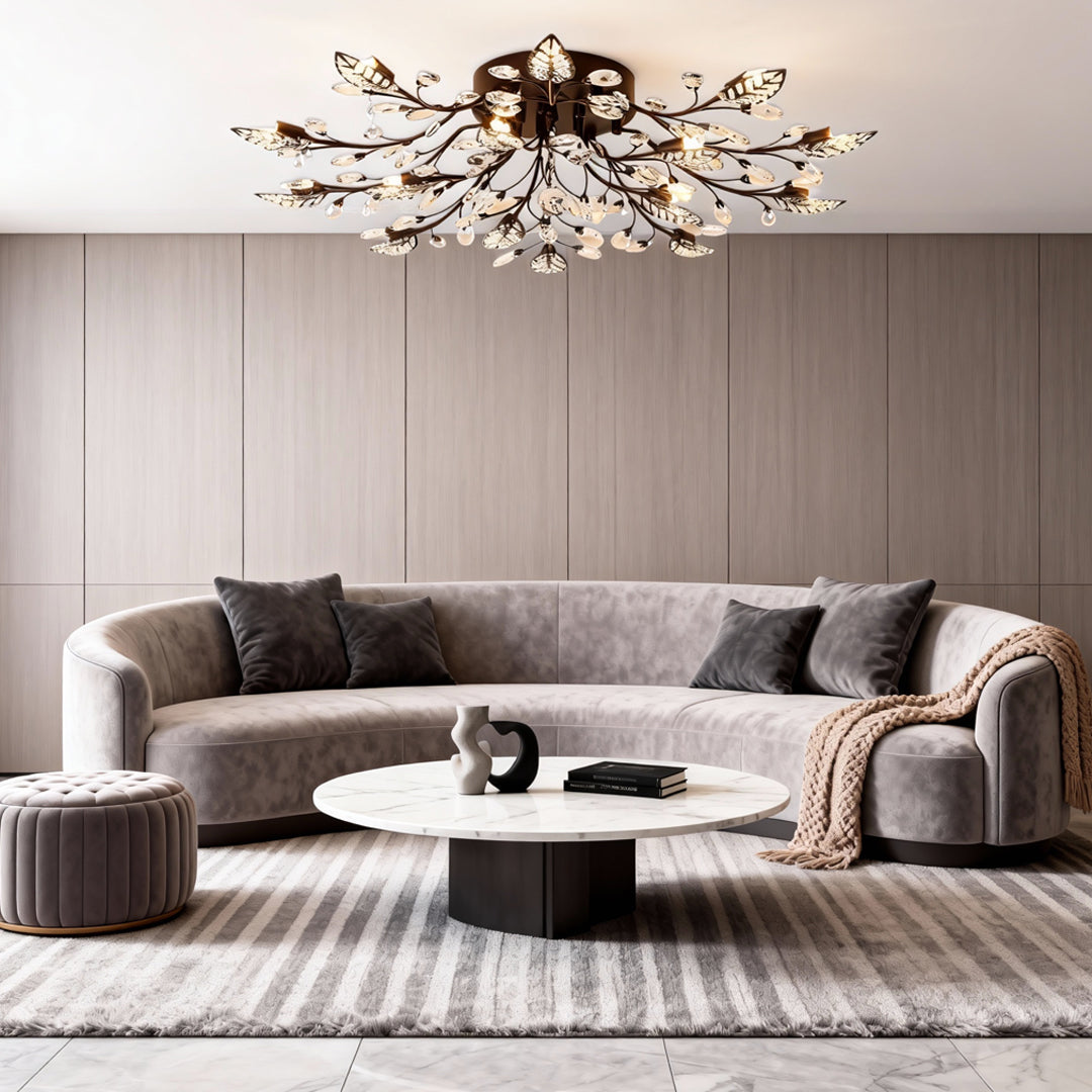 VerdantGlow | Elegant Vintage Crystal Hanging Lamp for Dining Room