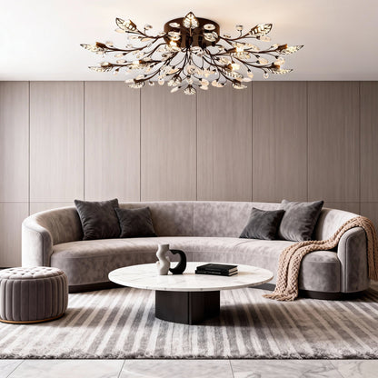 VerdantGlow | Elegant Vintage Crystal Hanging Lamp for Dining Room