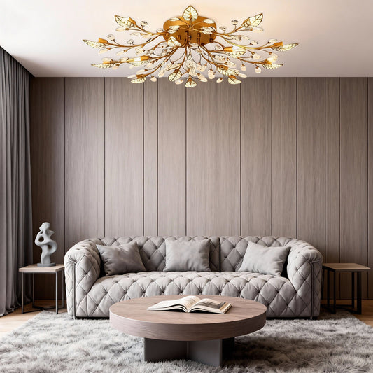 VerdantGlow | Elegant Vintage Crystal Hanging Lamp for Dining Room