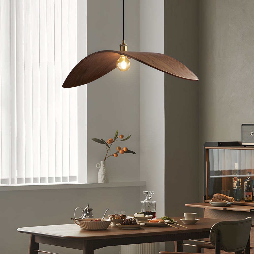 WabiSabiGlow | Elegant Natural Walnut Wood Kitchen Pendant Lighting