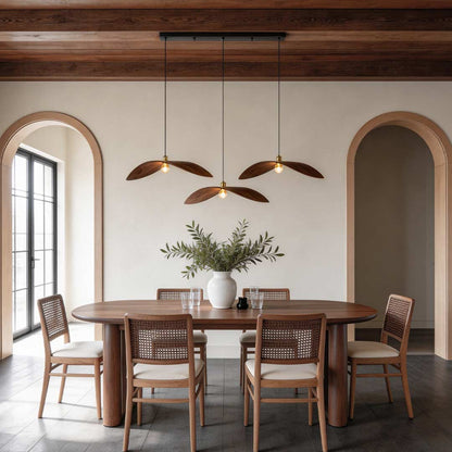 WabiSabiGlow | Elegant Natural Walnut Wood Kitchen Pendant Lighting