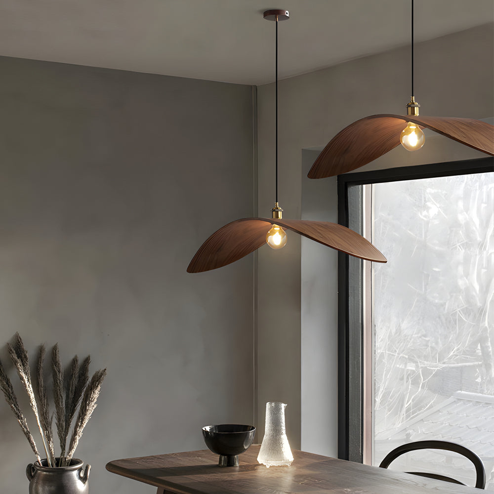 WabiSabiGlow | Elegant Natural Walnut Wood Kitchen Pendant Lighting