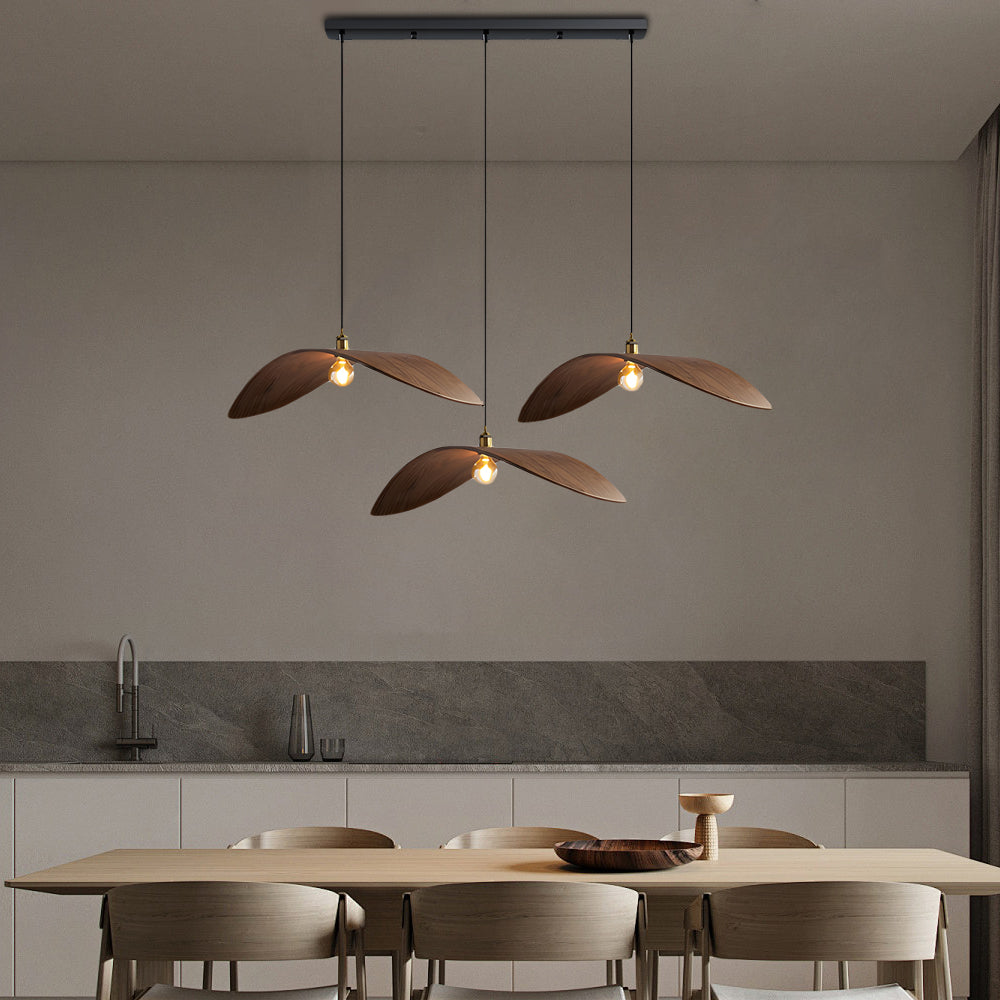 WabiSabiGlow | Elegant Natural Walnut Wood Kitchen Pendant Lighting