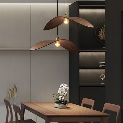 WabiSabiGlow | Elegant Natural Walnut Wood Kitchen Pendant Lighting
